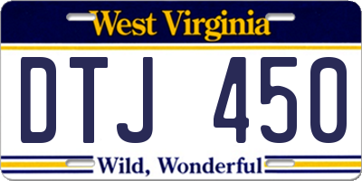 WV license plate DTJ450