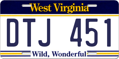 WV license plate DTJ451