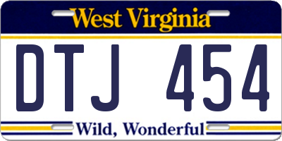 WV license plate DTJ454