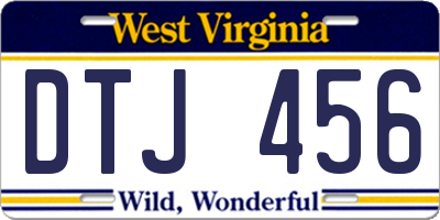 WV license plate DTJ456