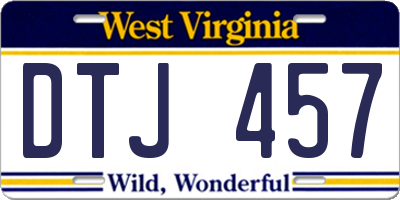WV license plate DTJ457