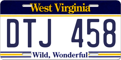 WV license plate DTJ458