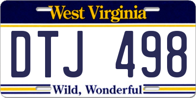 WV license plate DTJ498