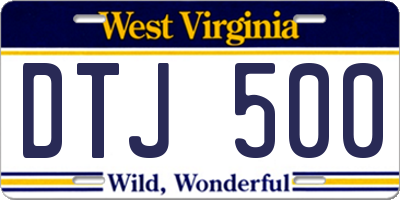 WV license plate DTJ500