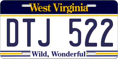 WV license plate DTJ522