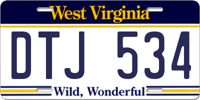 WV license plate DTJ534