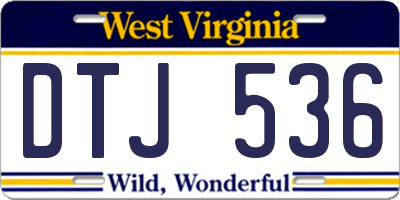 WV license plate DTJ536