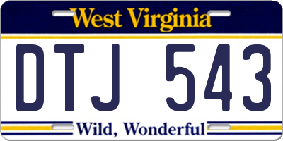 WV license plate DTJ543