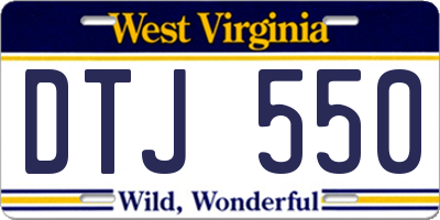 WV license plate DTJ550