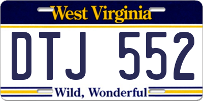 WV license plate DTJ552