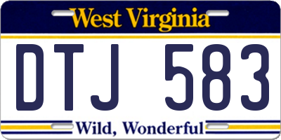 WV license plate DTJ583