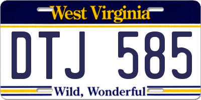 WV license plate DTJ585