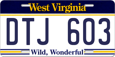 WV license plate DTJ603