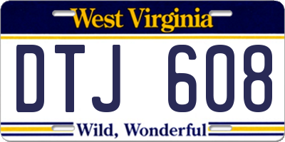 WV license plate DTJ608