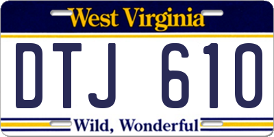 WV license plate DTJ610