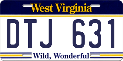 WV license plate DTJ631