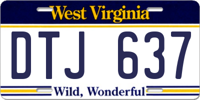 WV license plate DTJ637