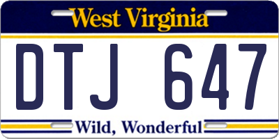 WV license plate DTJ647