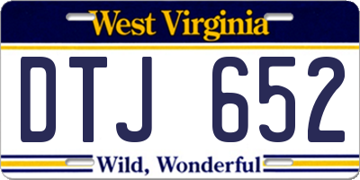 WV license plate DTJ652