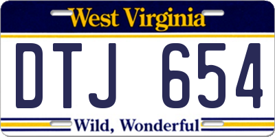 WV license plate DTJ654