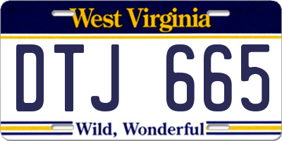 WV license plate DTJ665