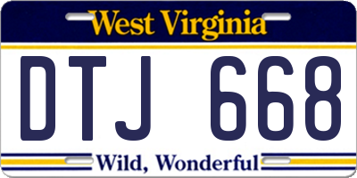 WV license plate DTJ668