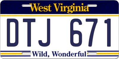 WV license plate DTJ671