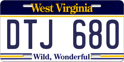 WV license plate DTJ680