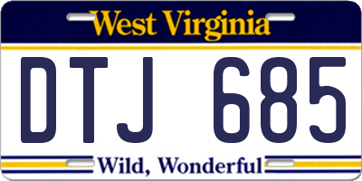 WV license plate DTJ685