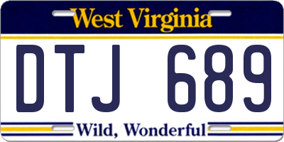 WV license plate DTJ689