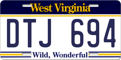 WV license plate DTJ694