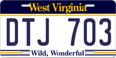 WV license plate DTJ703