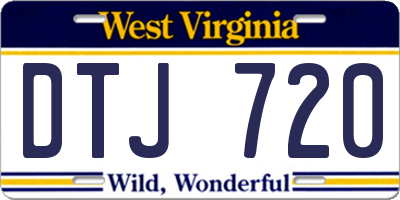 WV license plate DTJ720