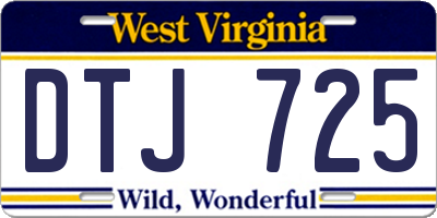 WV license plate DTJ725
