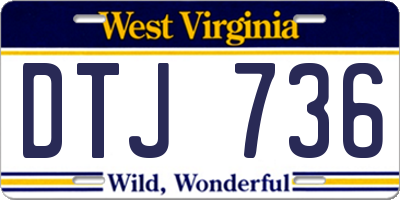 WV license plate DTJ736