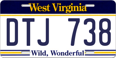 WV license plate DTJ738