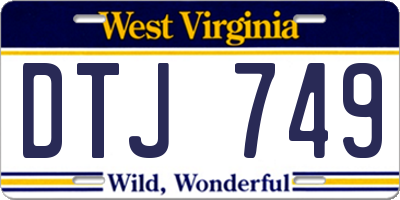 WV license plate DTJ749