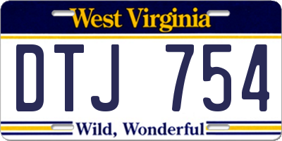 WV license plate DTJ754