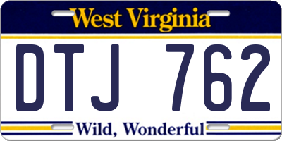 WV license plate DTJ762