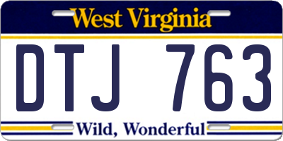WV license plate DTJ763