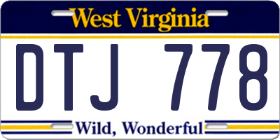 WV license plate DTJ778