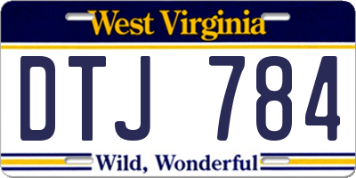 WV license plate DTJ784
