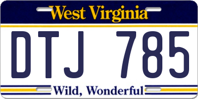 WV license plate DTJ785
