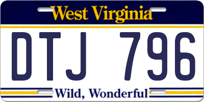 WV license plate DTJ796