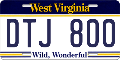 WV license plate DTJ800