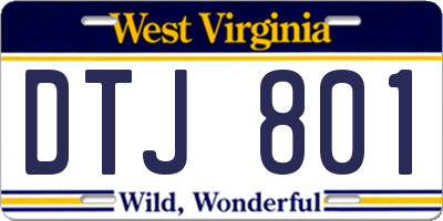 WV license plate DTJ801