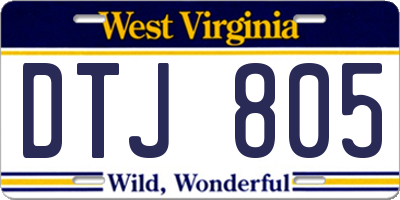 WV license plate DTJ805