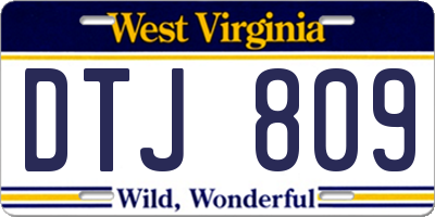 WV license plate DTJ809