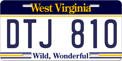 WV license plate DTJ810