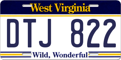 WV license plate DTJ822
